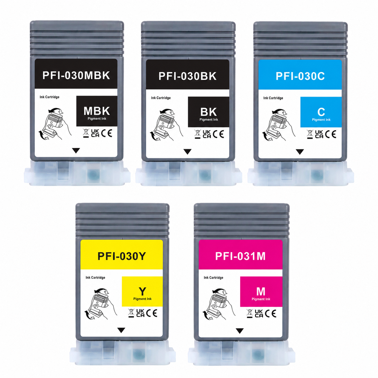 Zestaw tuszy zamiennych PFI-030 MBK/BK/C/Y + PFI-031M do Canon